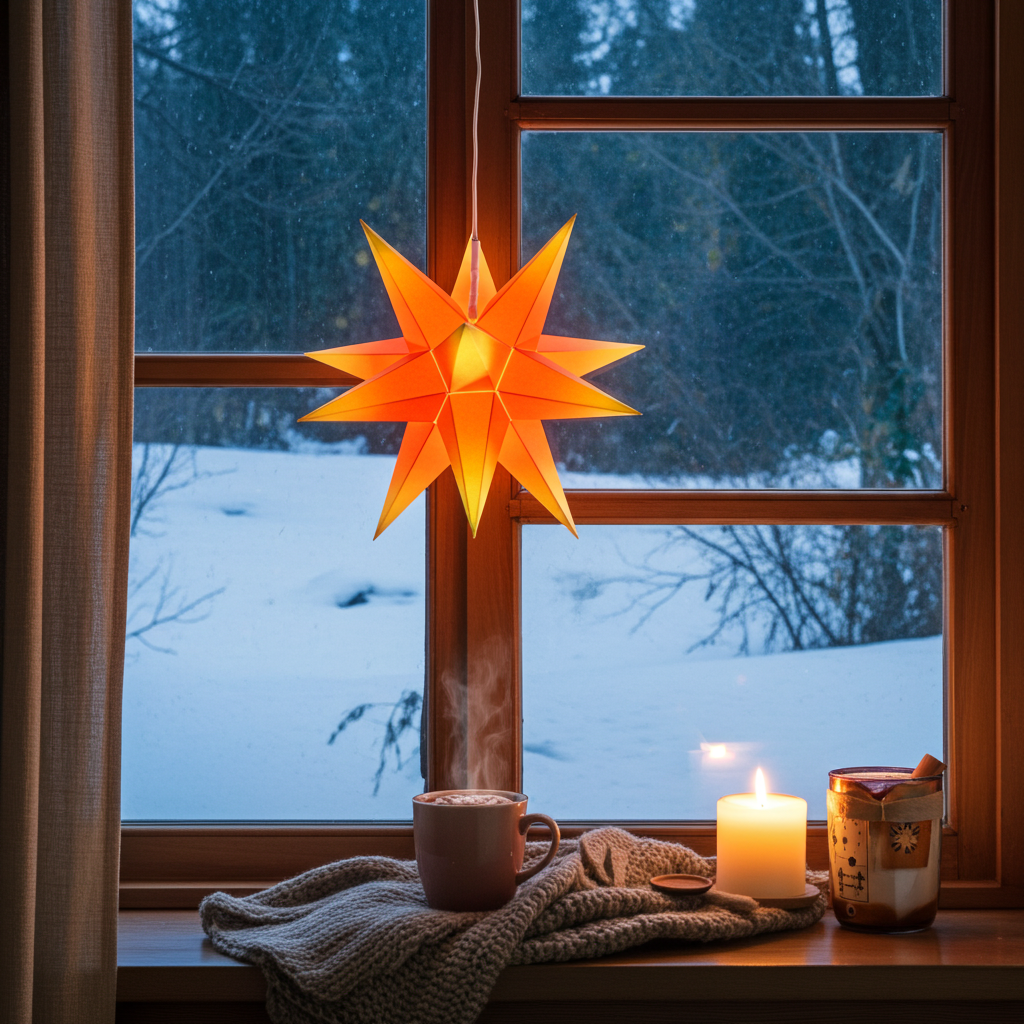 Marienberger Sterne Adventsstern orange-gelb 17 cm mit Beleuchtung