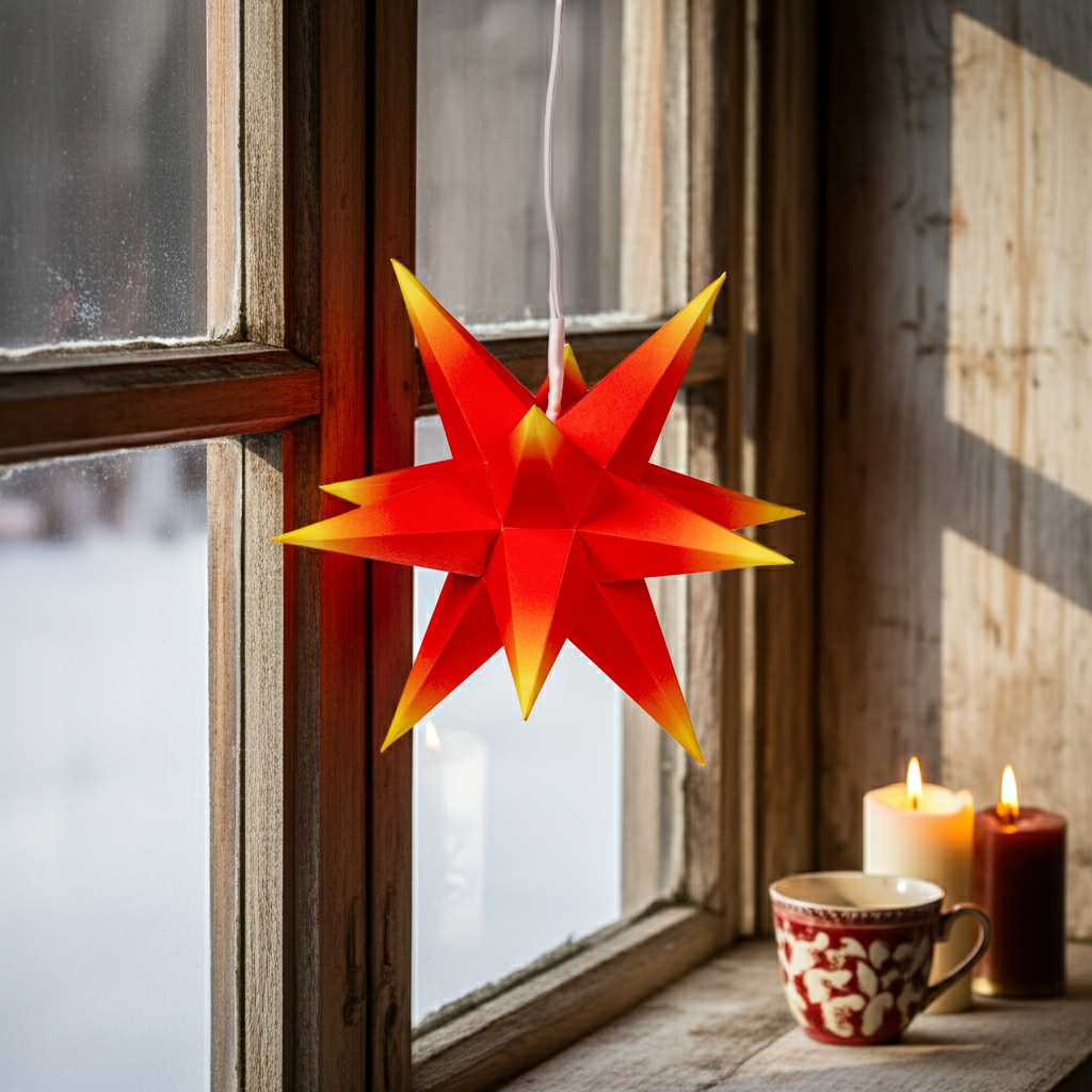 Marienberger Sterne Adventsstern rot-gelb 17 cm mit Beleuchtung