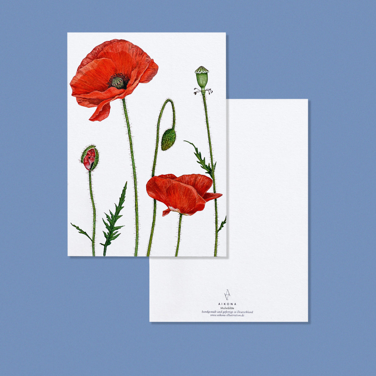 Aikona Illustration Grußkarte Mohnblüte