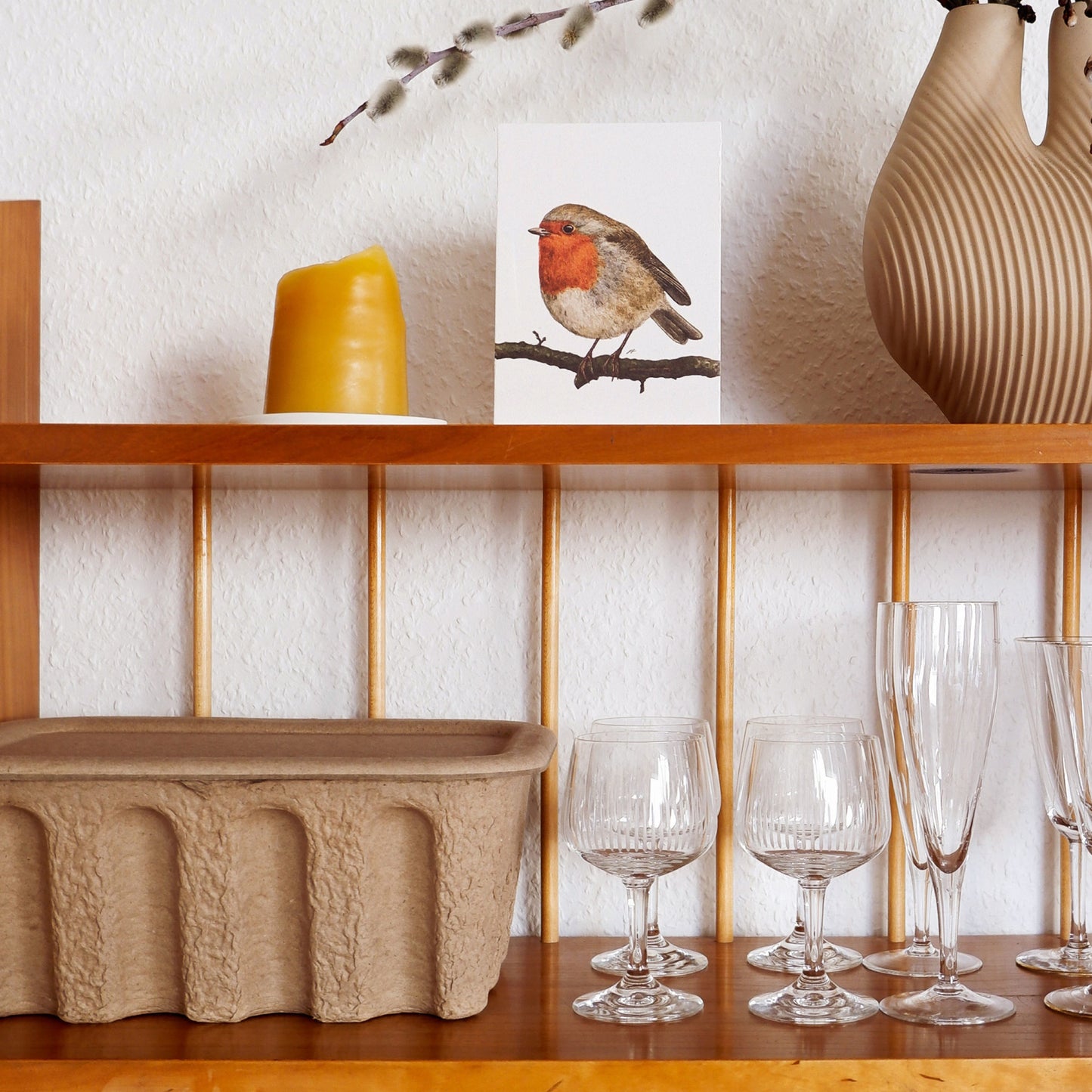 Aikona Illustration Grußkarte Rotkehlchen