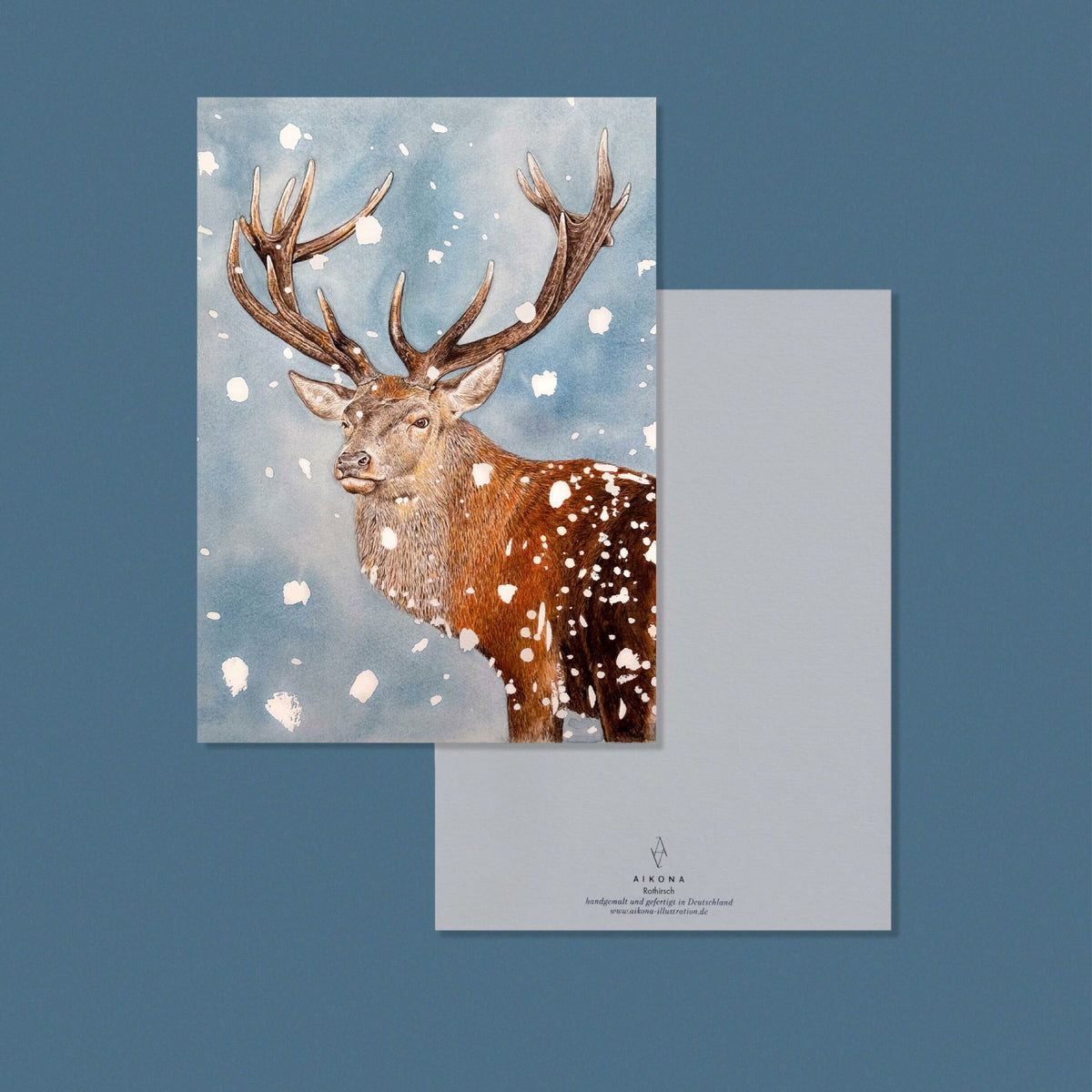 Aikona Illustration Grußkarte Hirsch