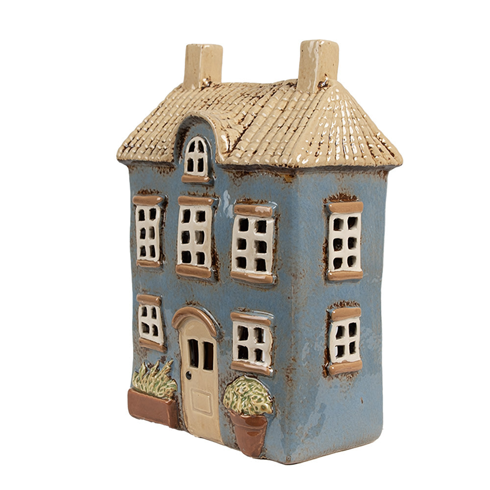 Clayre & Eef Teelichthaus blau 16x10x23 cm