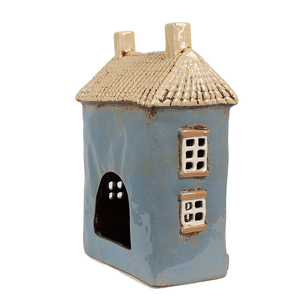 Clayre & Eef Teelichthaus blau 16x10x23 cm