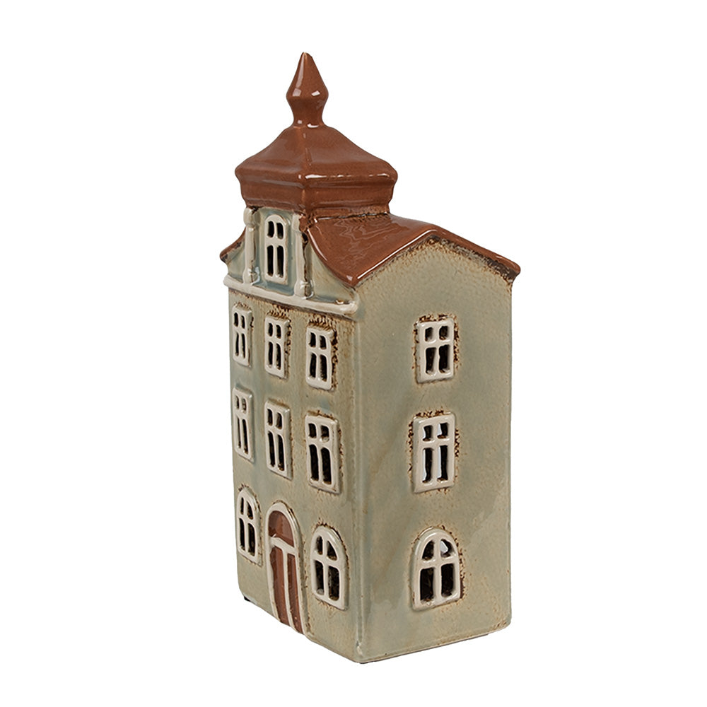 Clayre & Eef Teelichthaus graugrün 12x9x25 cm