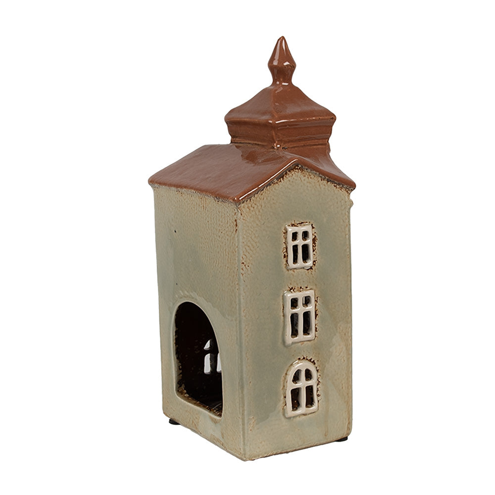 Clayre & Eef Teelichthaus graugrün 12x9x25 cm
