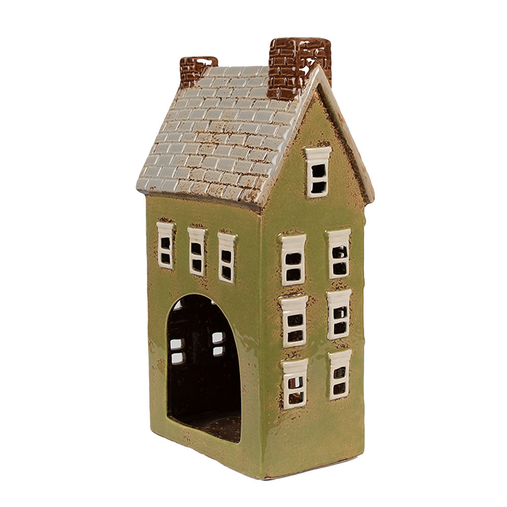 Clayre & Eef Teelichthaus grün 14x10x26 cm