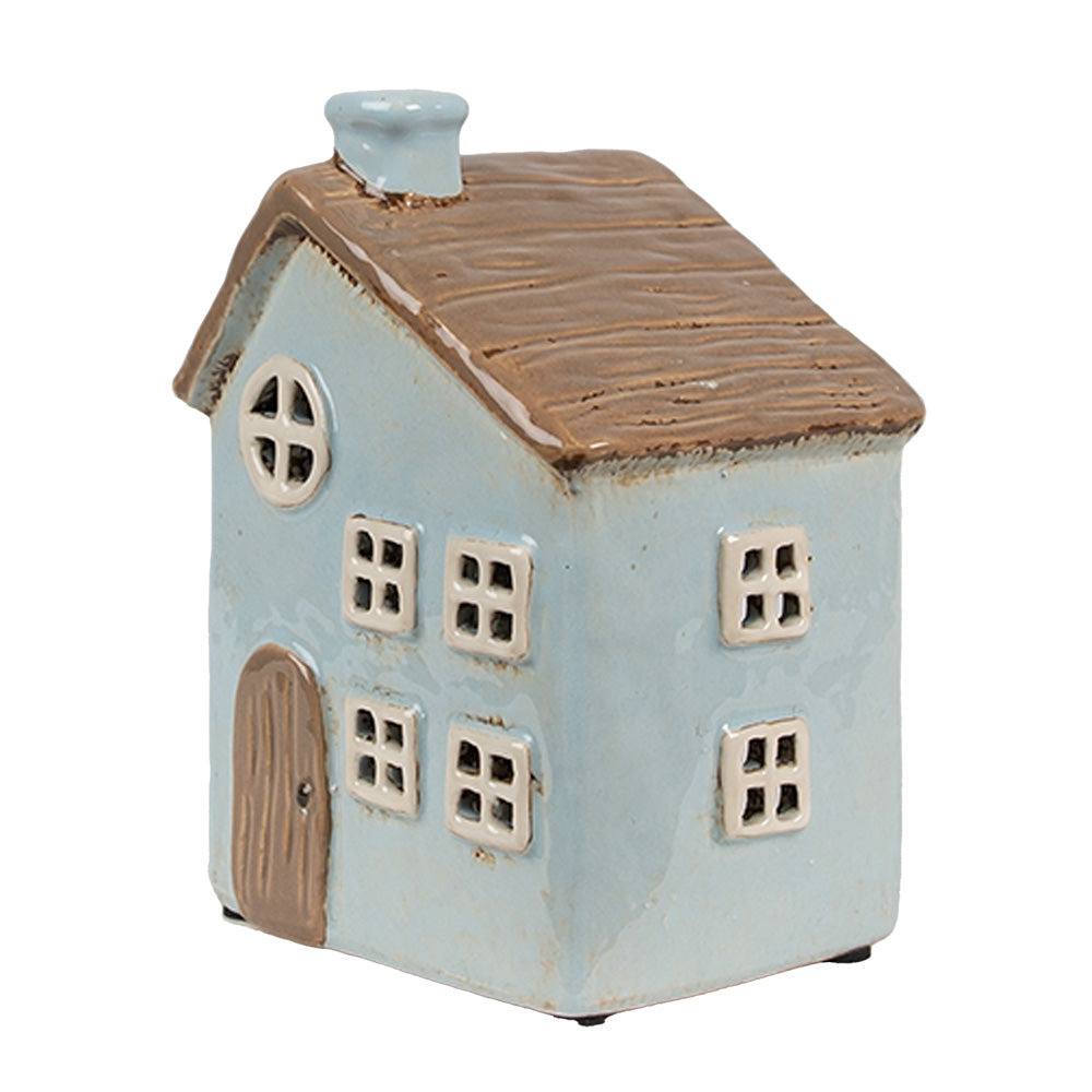 Clayre & Eef Teelichthaus hellblau 12x9x15 cm