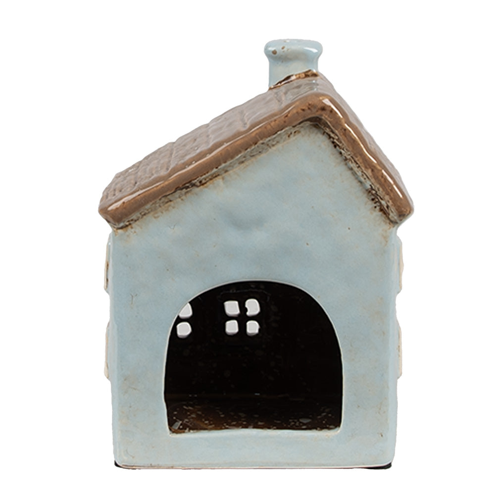 Clayre & Eef Teelichthaus hellblau 12x9x15 cm