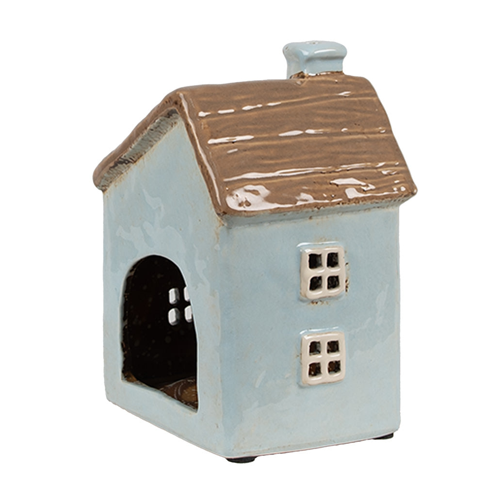 Clayre & Eef Teelichthaus hellblau 12x9x15 cm