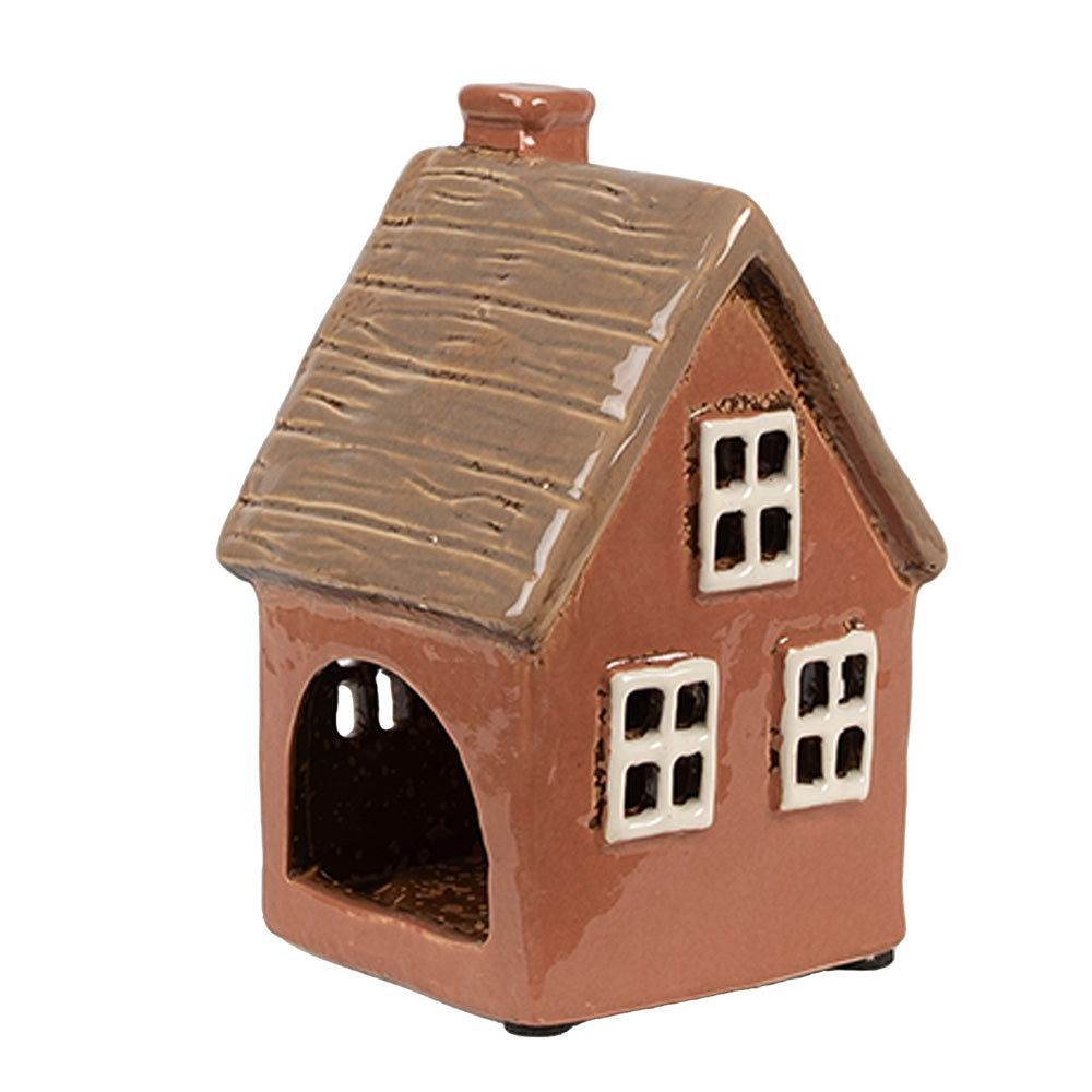 Clayre & Eef Teelichthaus rotbraun 9x9x14 cm