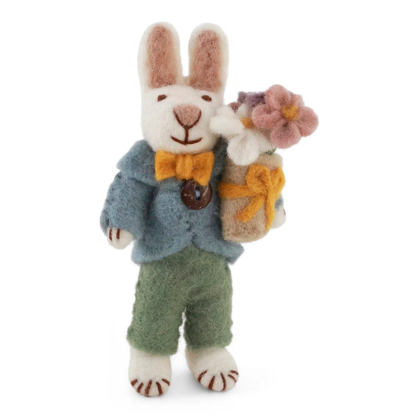 Gry & Sif Hase weiß mit Blumenstrauß