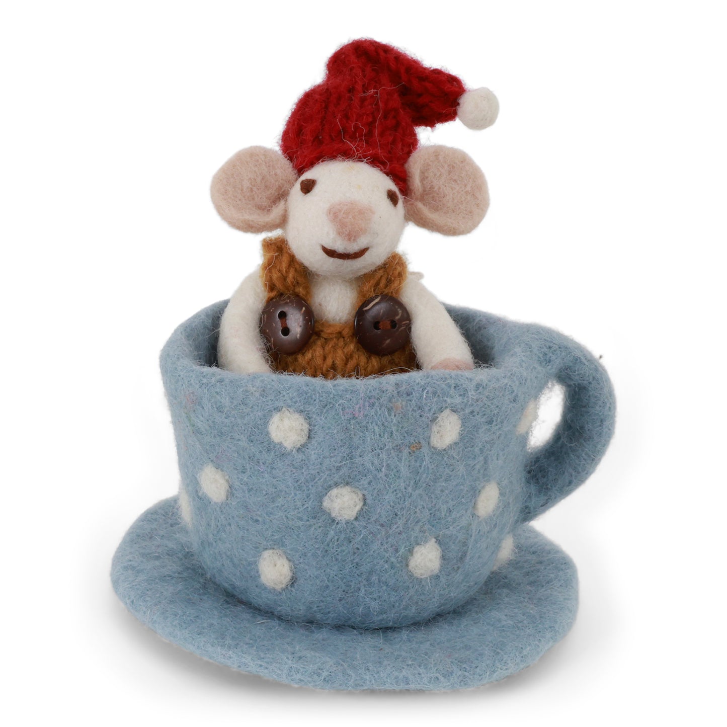 Gry & Sif Maus in blauer Kaffeetasse