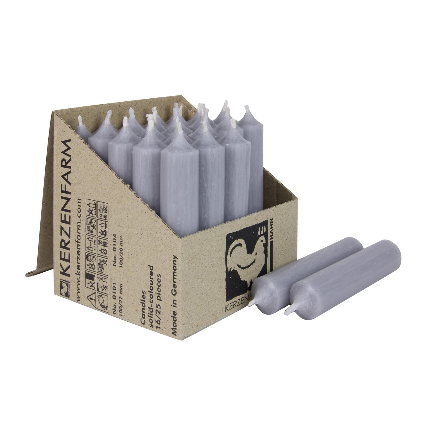 Kerzenfarm Hahn Stabkerze grau 100 x 22 mm