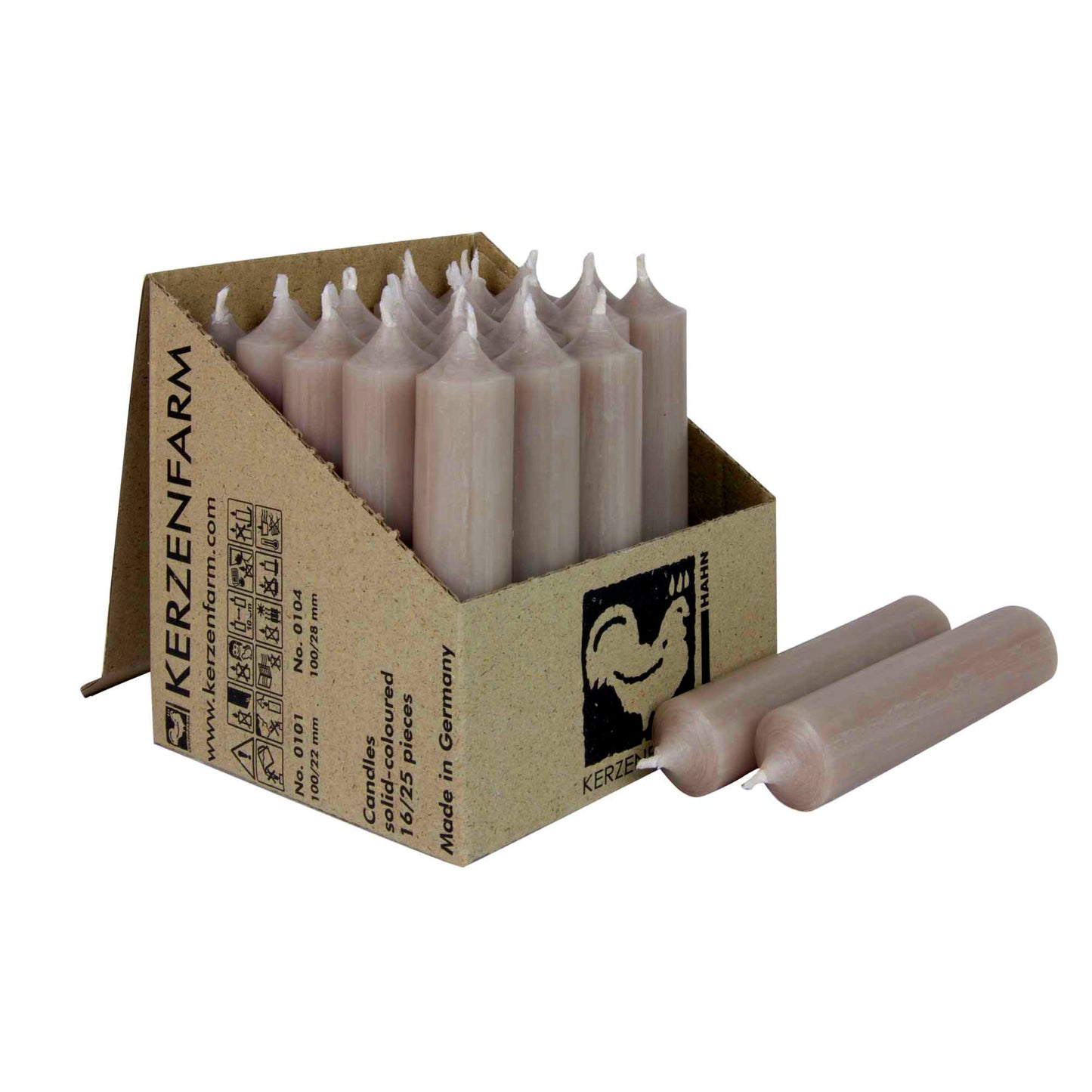 Kerzenfarm Hahn Stabkerze taupe 100 x 22 mm