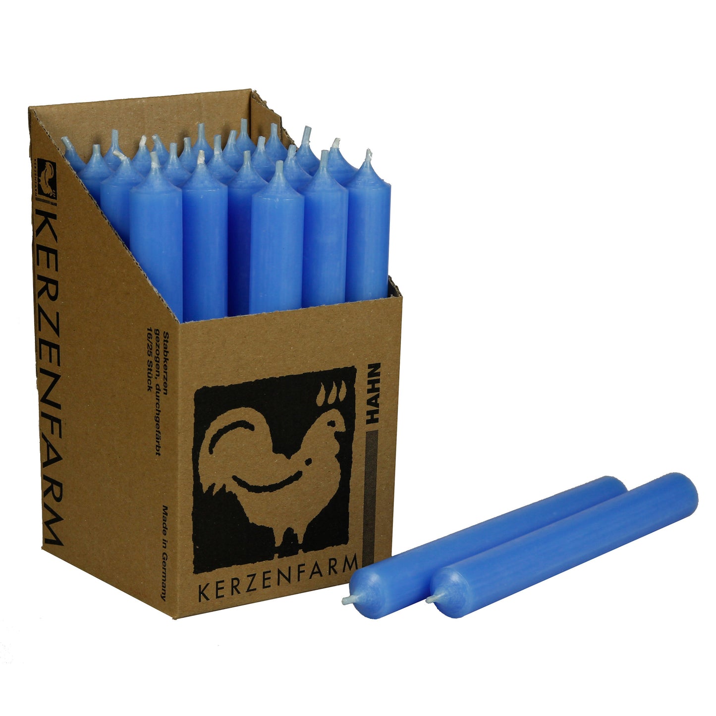 Kerzenfarm Hahn Stabkerze hellblau 180 x 22 mm