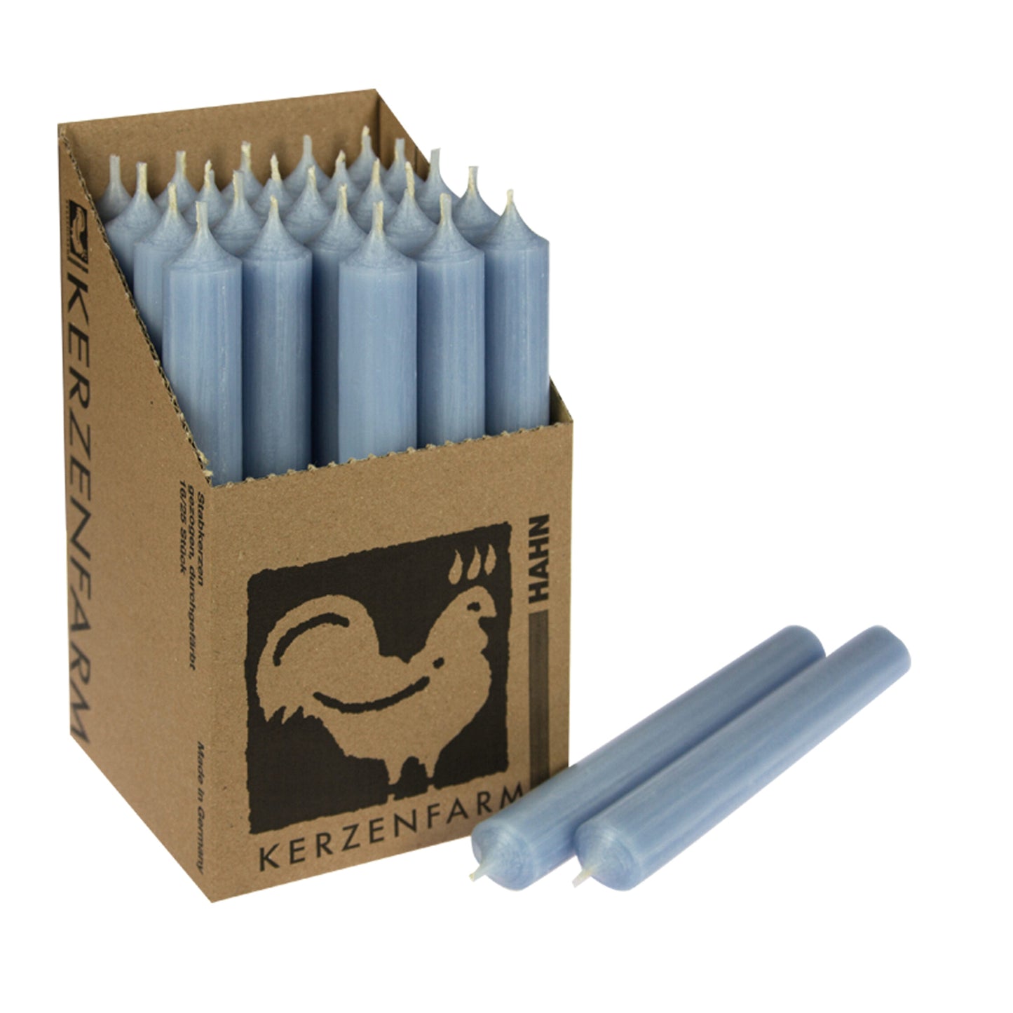 Kerzenfarm Hahn Stabkerze taubenblau 180 x 22 mm