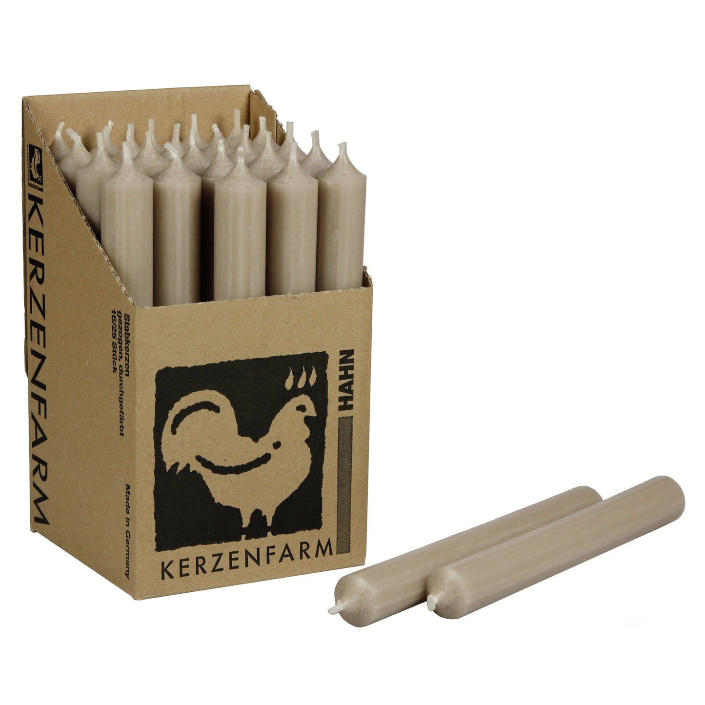 Kerzenfarm Hahn Stabkerze taupe 180 x 22 mm