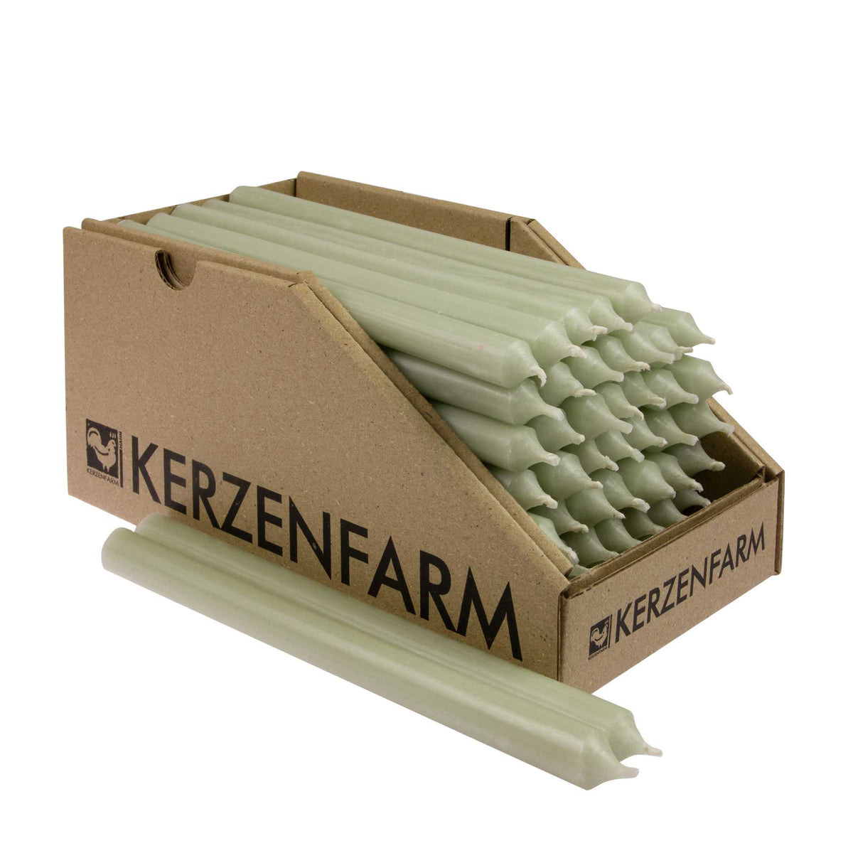 Kerzenfarm Hahn Stabkerze salbei 180×13 mm