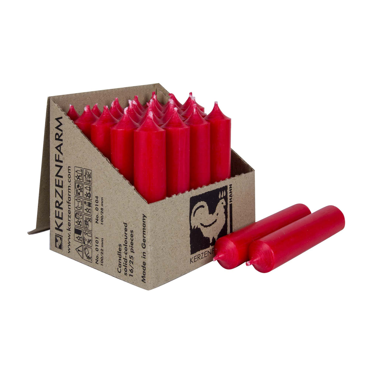 Kerzenfarm Hahn Stabkerze weihnachtsrot 100×22 mm