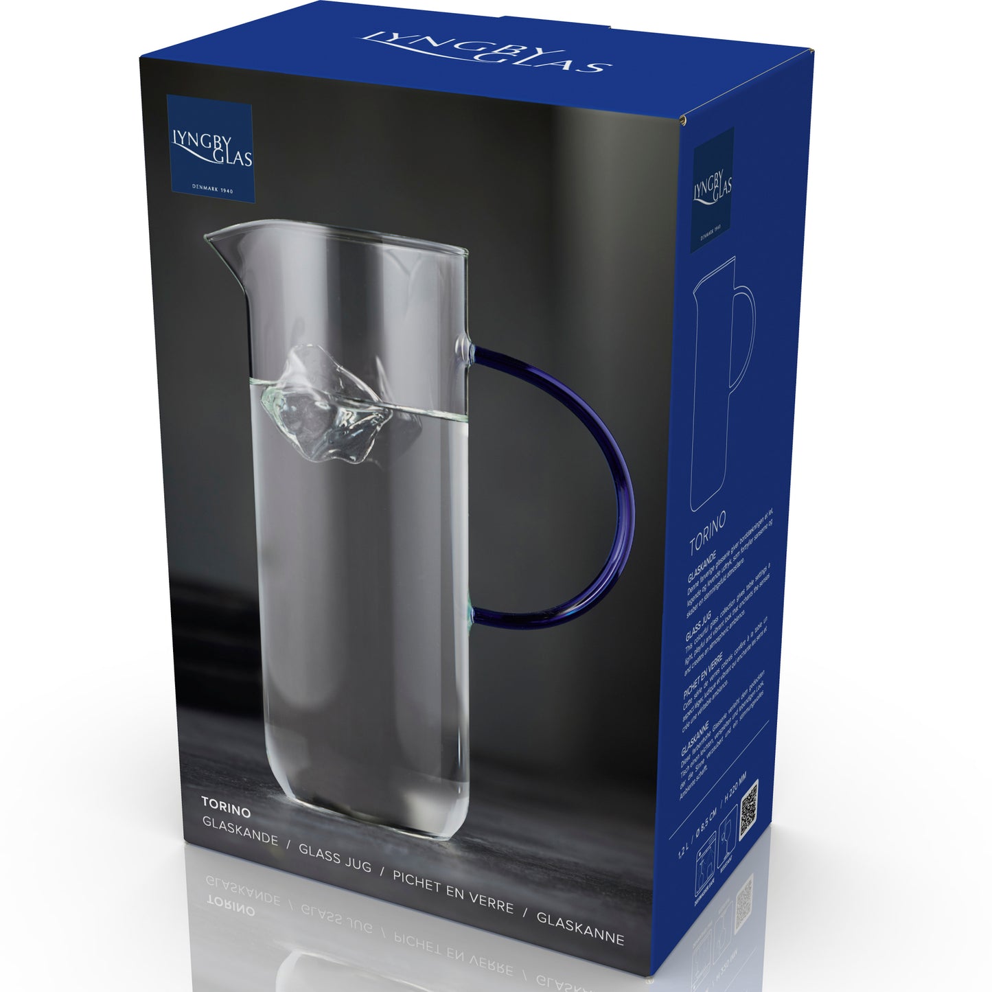 Lyngby Glas Torino Kanne 1,1 Liter klar/blau