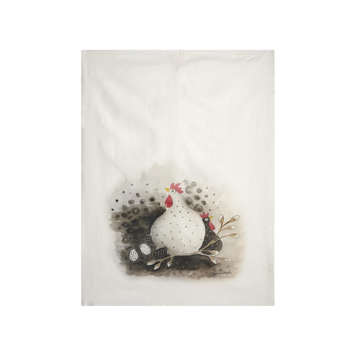 Nääsgränsgården Huhn mit Eier Küchentuch 50x70 cm