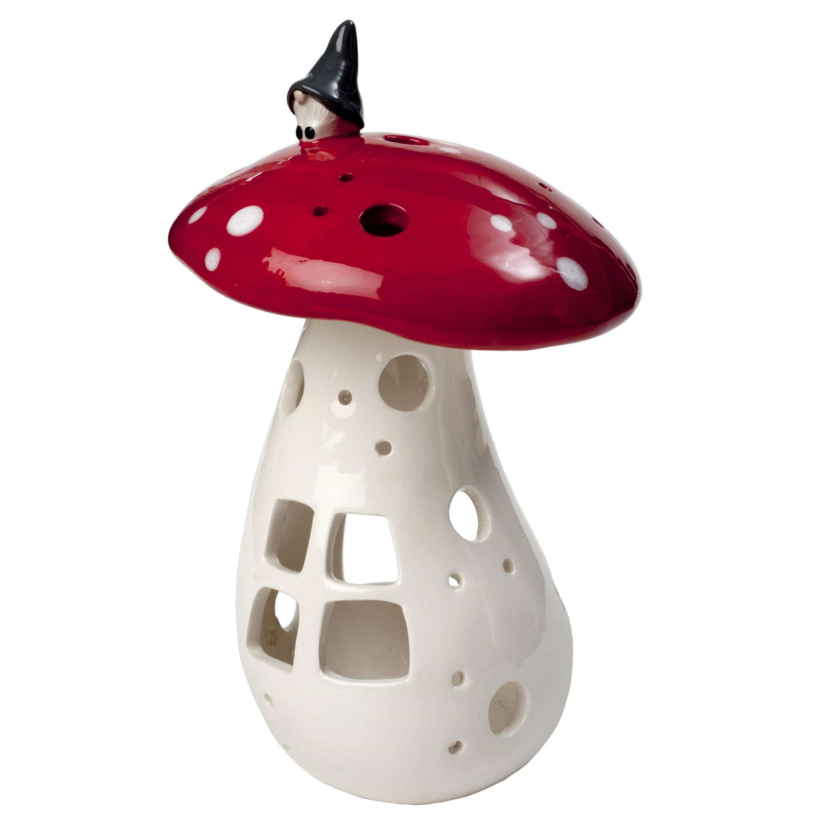 Nääsgränsgården Windlicht Wichtel auf Pilz Höhe 21 cm