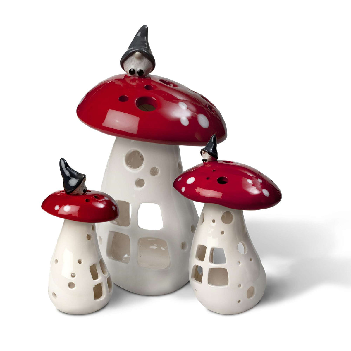 Nääsgränsgården Windlicht Wichtel auf Pilz Höhe 21 cm