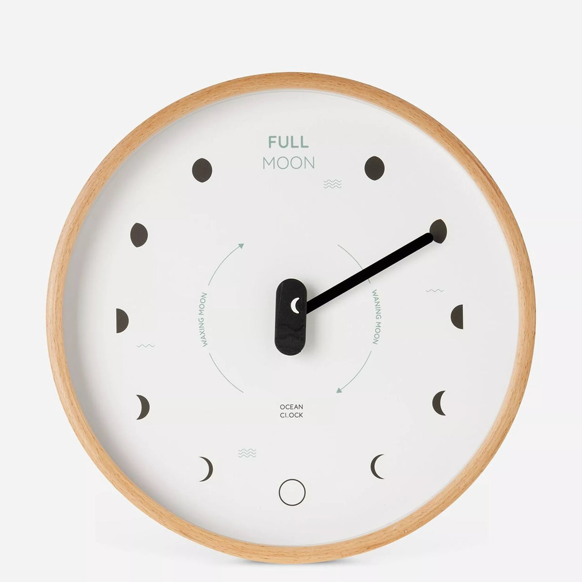 Ocean Clock Mondphasenuhr Oyster Buchenholz weiß