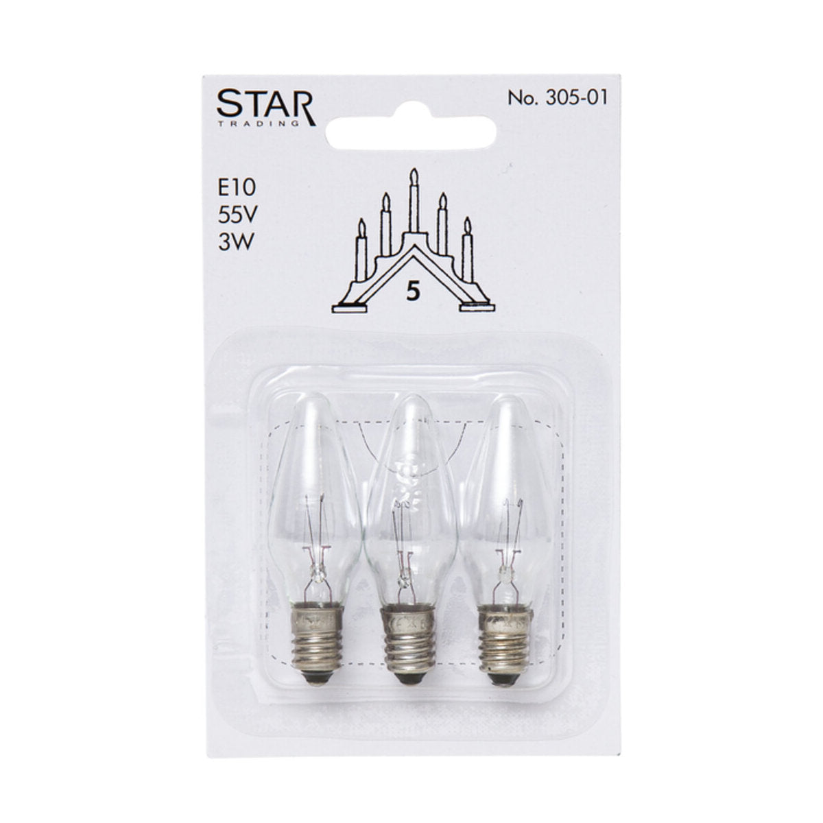 Star Trading Ersatzbirnen für Lichterbögen E10 3W 3er-Pack klar