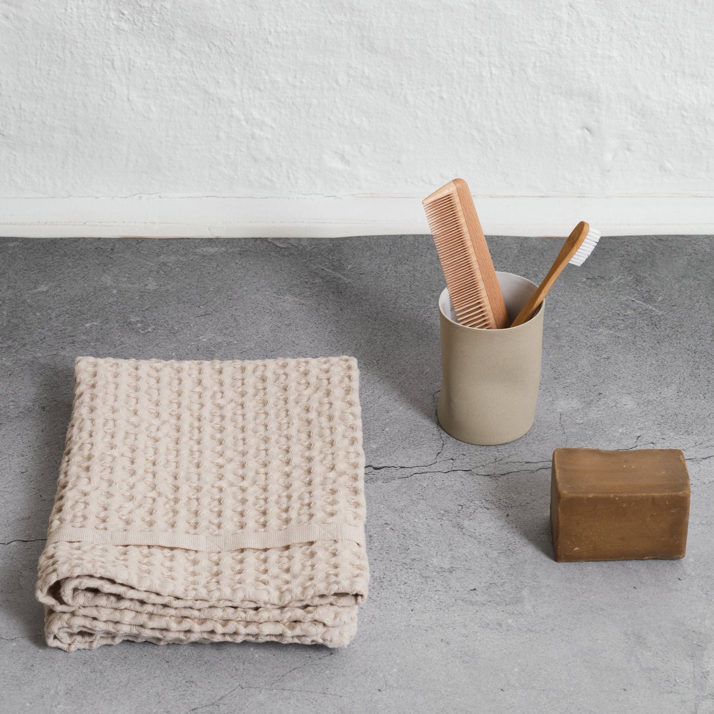 The Organic Company Big Waffle Handtuch stone