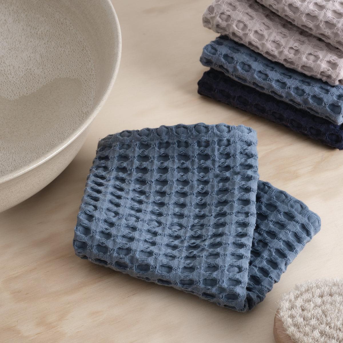 The Organic Company Big Waffle Waschlappen grey blue