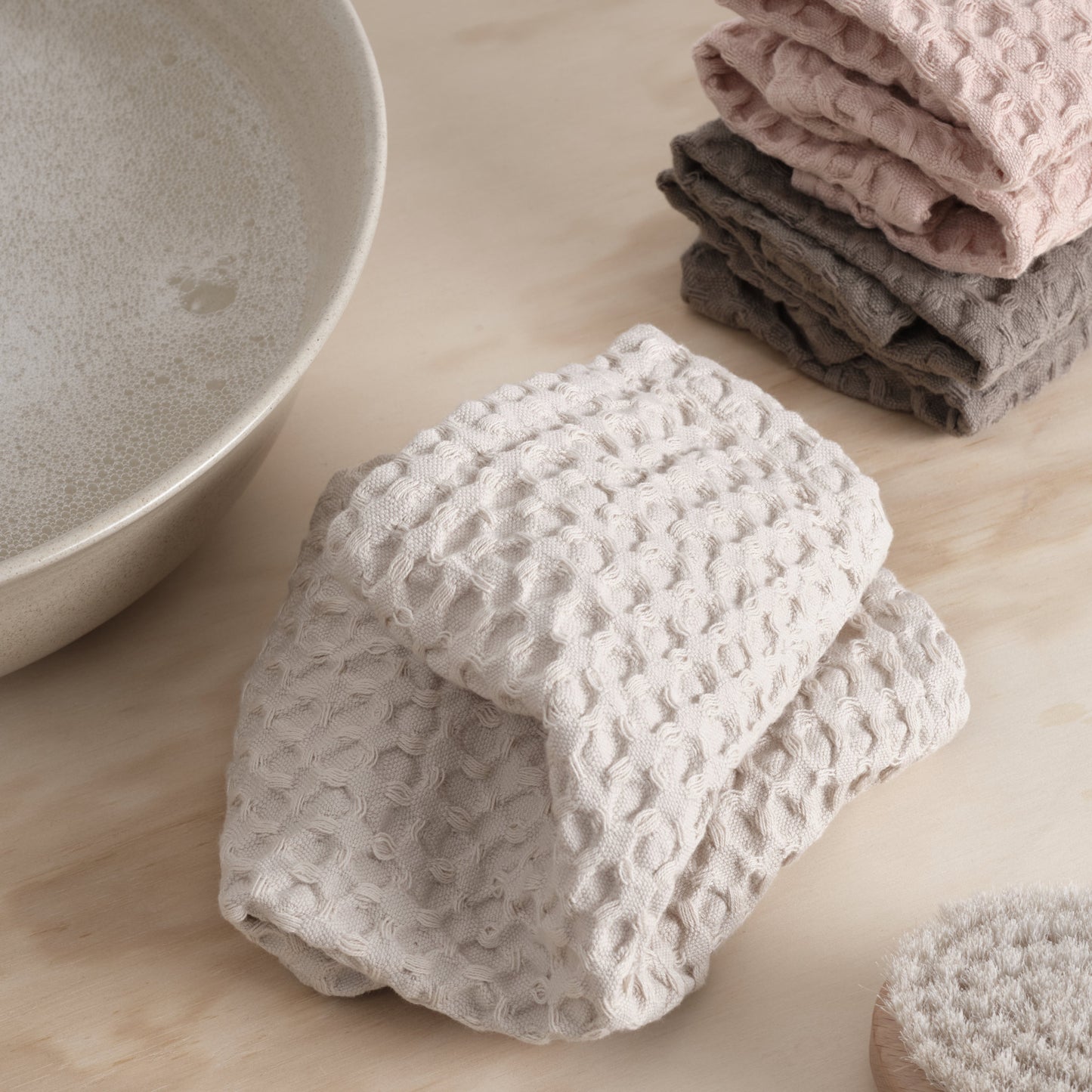 The Organic Company Big Waffle Waschlappen stone