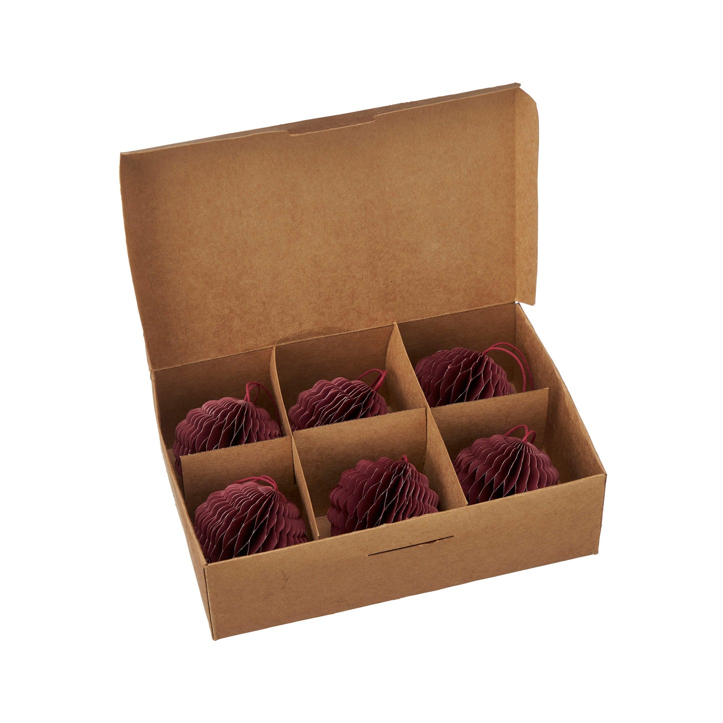 Wikholm Form Papier Weihnachtskugel 6er Box dunkelrot