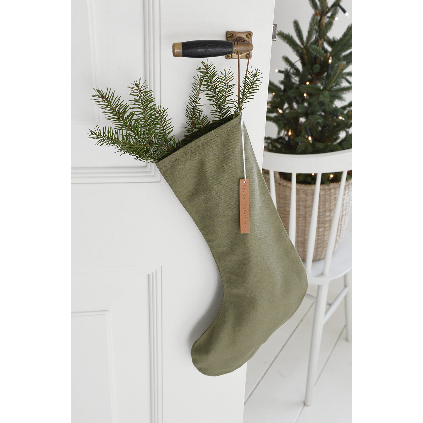 Delight Department Weihnachtsstrumpf Baumwolle olivgrün