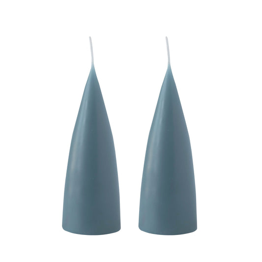 Kunstindustrien Kegelkerzen blaugrau H16 cm 2er Pack