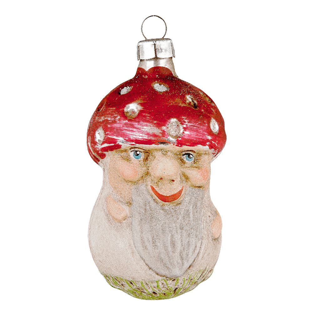 Marolin Fliegenpilz mit Gesicht Glasornament patiniert