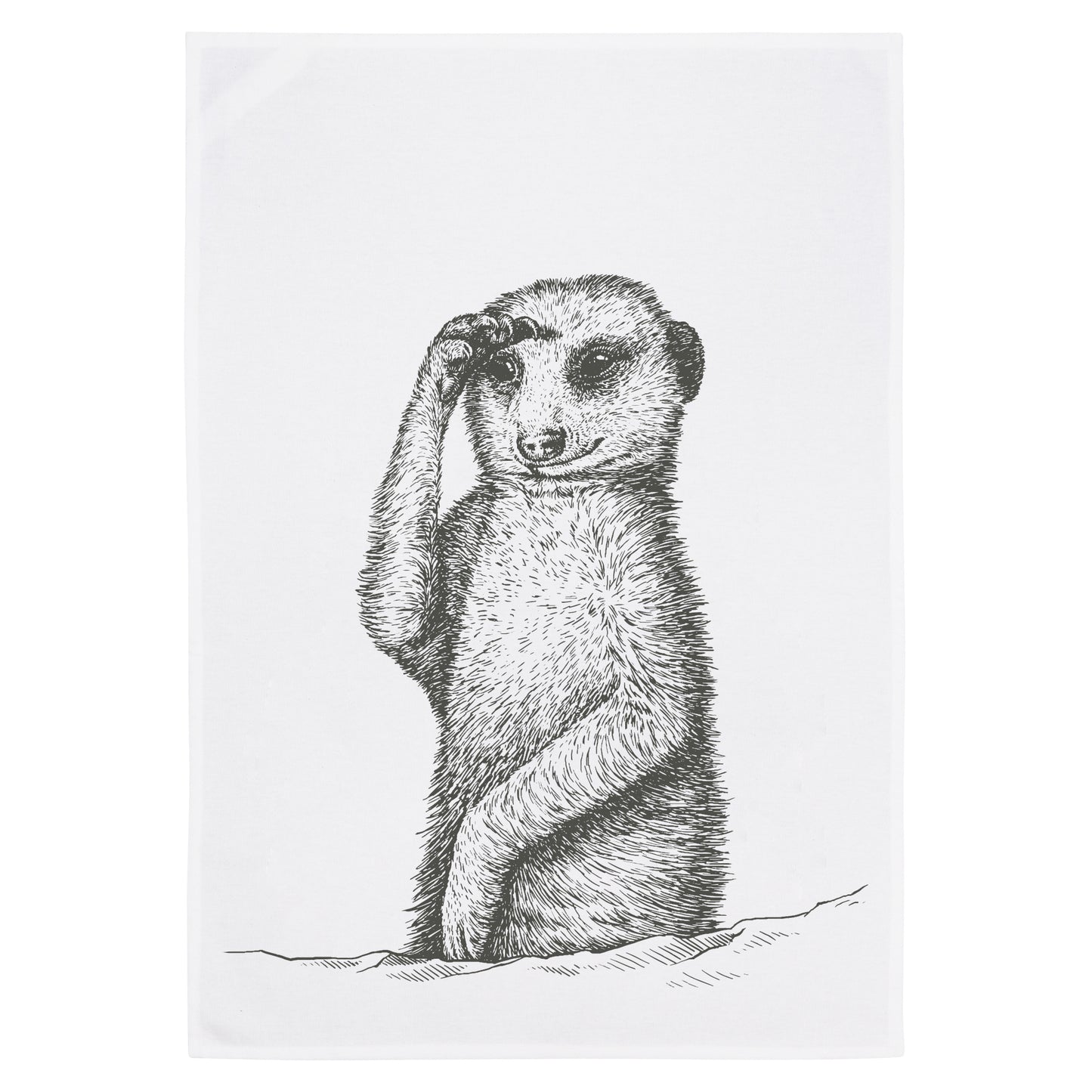 17;30 Geschirrtuch, weiß Erdmännchen, grau