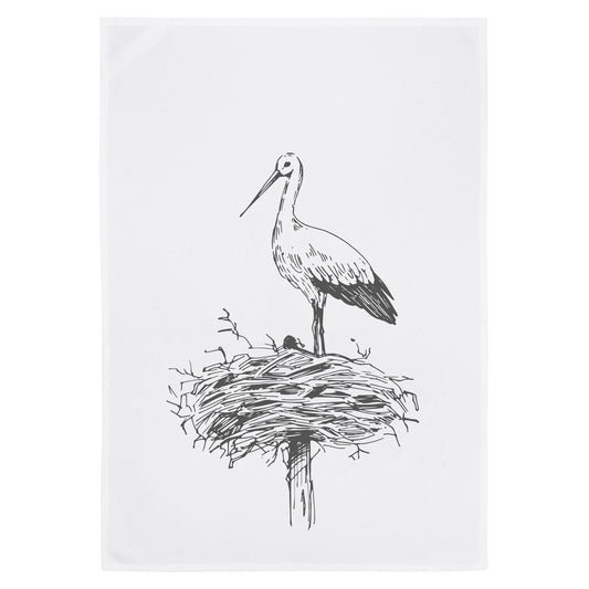 17;30 Geschirrtuch, weiß Storch, Grau