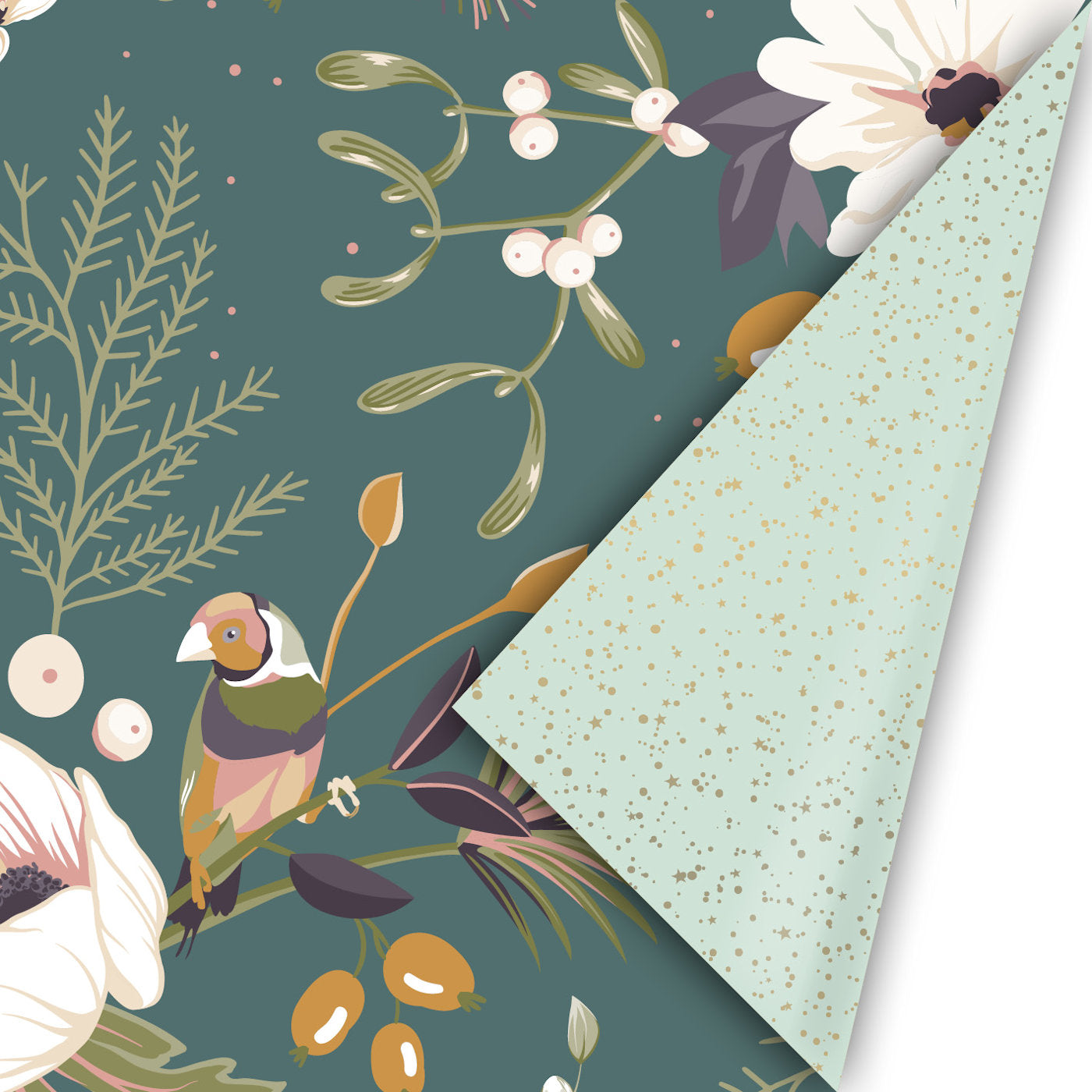 CollectivWarehouse Geschenkpapier Vintage Christmas grün