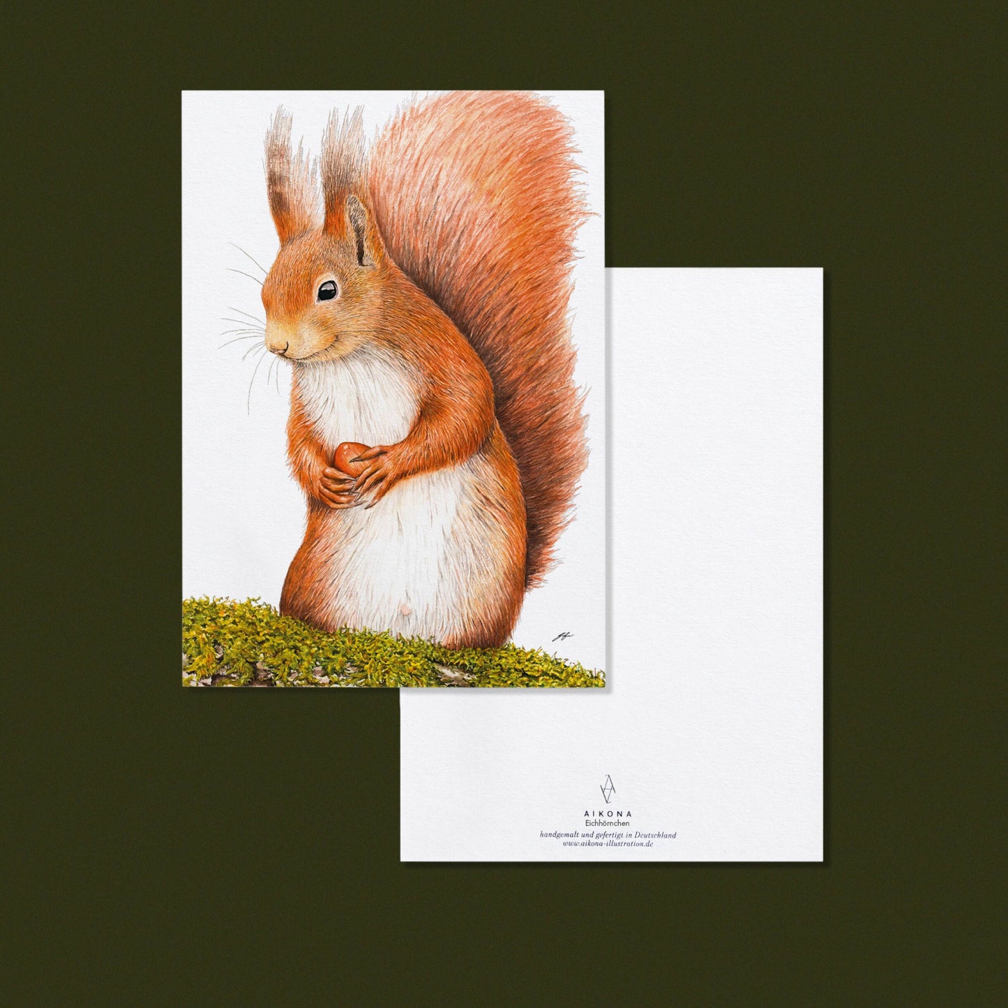 Aikona Illustration Grußkarte Eichhörnchen