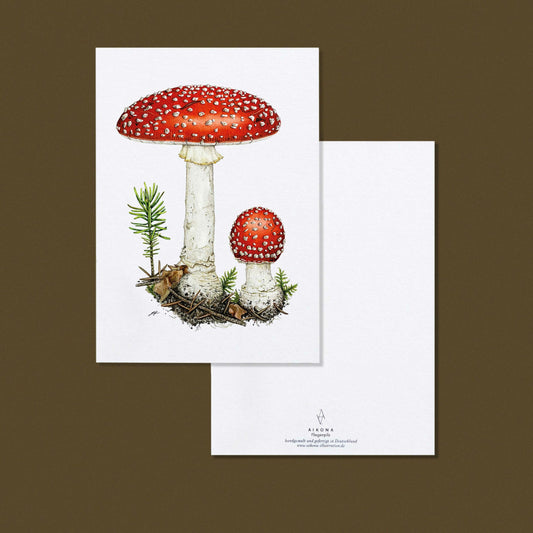 Aikona Illustration Grußkarte Fliegenpilz