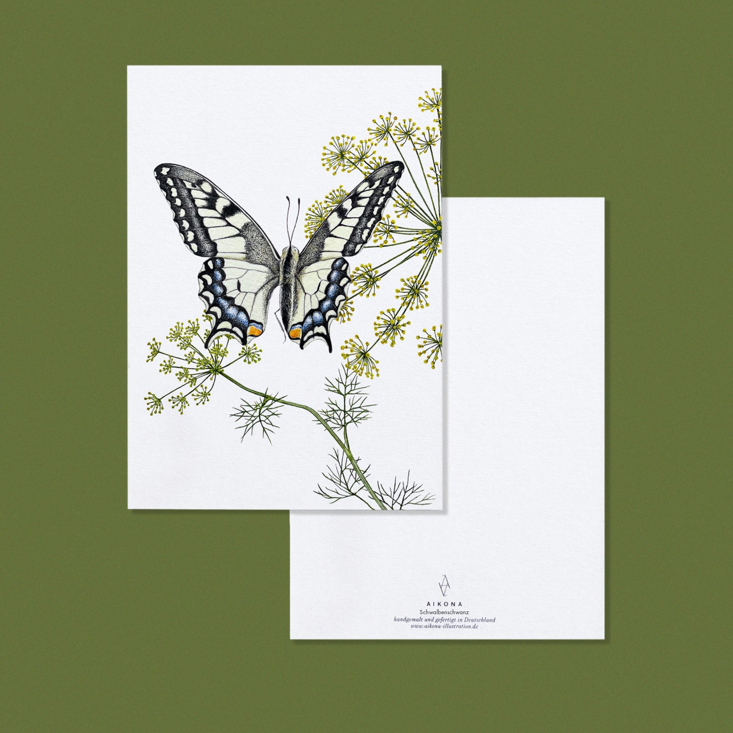 Aikona Illustration Grußkarte Schwalbenschwanz