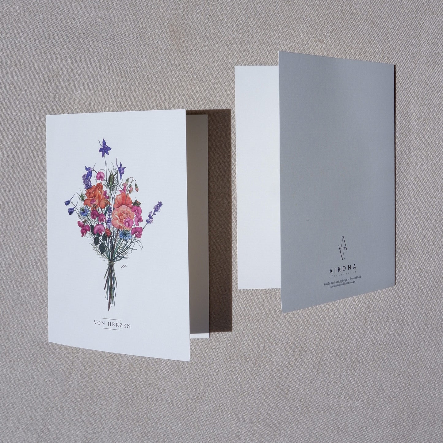 Aikona Illustration Klappkarte Von Herzen