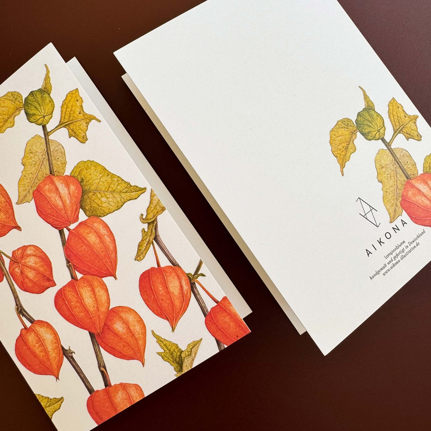 Aikona Illustration Klappkarte Lampionblume
