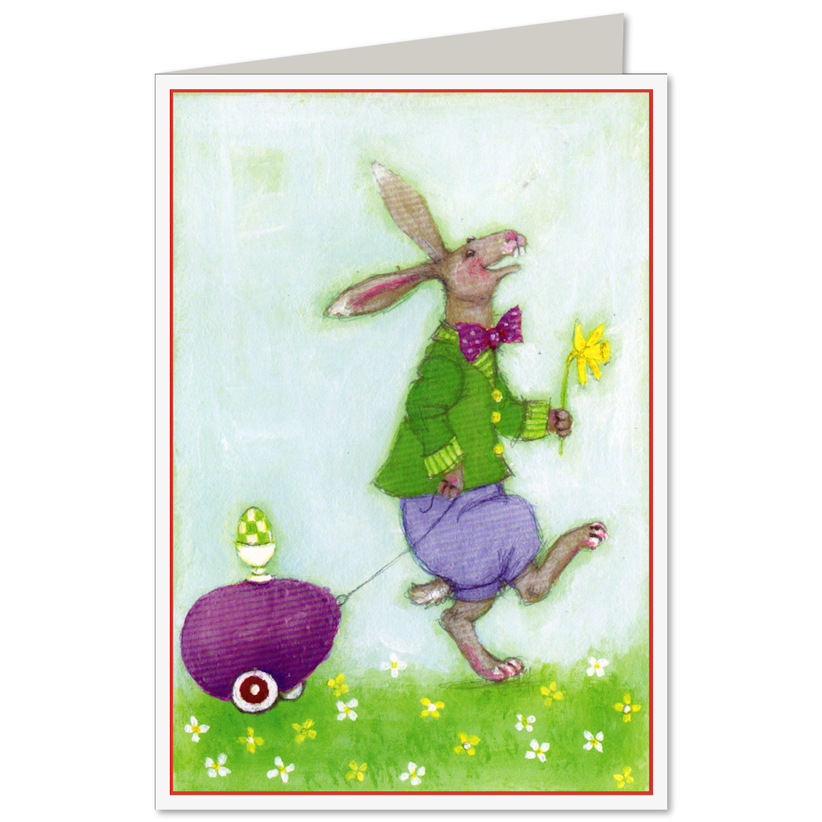 Aspegren Denmark Klappkarte Hase mit Eierwagen
