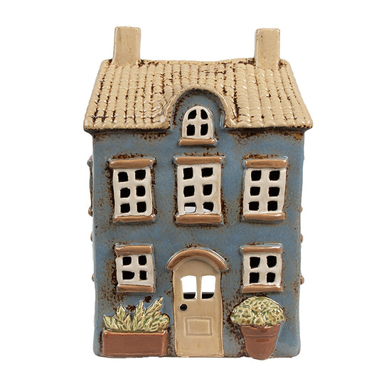Clayre & Eef Teelichthaus blau 16x10x23 cm