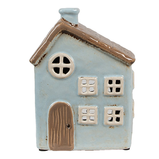 Clayre & Eef Teelichthaus hellblau 12x9x15 cm
