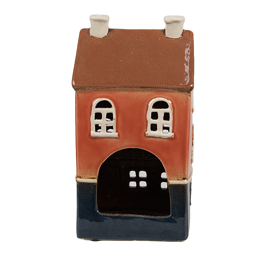 Clayre & Eef Teelichthaus orange blau 11x9x22 cm