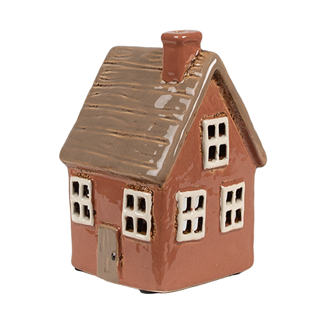 Clayre & Eef Teelichthaus rotbraun 9x9x14 cm