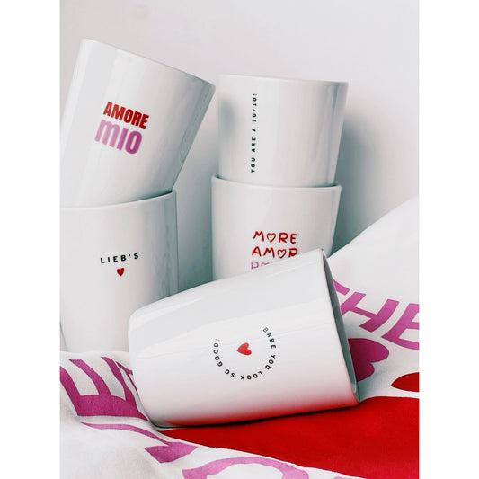 Goldscherben Becher Heart BABE YOU LOOK SO GOOD! Porzellan